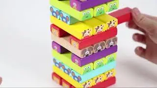 Juego Didactico Jenga De Animales Torre De Madera Top Bright