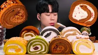 ASMR 달롤 롤케이크 먹방 디저트 리얼사운드ロールケーキROLL CAKE MUKBANG DESSERT REAL SOUND