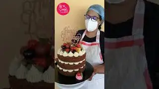 Fruit overloaded chocolate naked cake #shorts