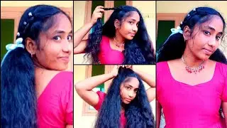 Cute Hairstyle for Kids | Twin Ponytail Hairstyle With Ribbon | Curly Hair Hairstyle | @Renusstyle