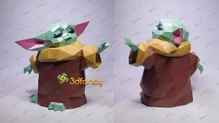 How to make Papercraft Baby Yoda - Star Wars Low Poly Papercraft SVG for Cricut Projects