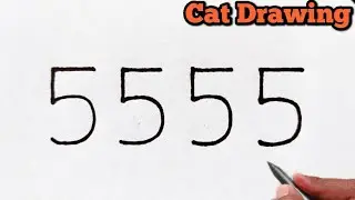 How to Draw a Cat from Number 5 ✏️ Easy & Satisfying Drawing