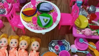 10 Minutes Satisfying with Unboxing Barbie Doll Pink Kitchen Play set | Toys Review | ASMR 