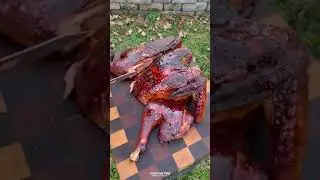 Maple Bourbon Spatchcock Turkey 🦃🍁🥃🔥 | Over The Fire Cooking by Derek Wolf