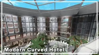 MODERN CURVED HOTEL Speed Build | BLOXBURG ROBLOX | ROBUILDS