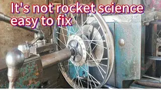 Motorcycle wheel hub spoke on lathe machine