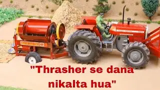Mini Tractor Se Wheat Threshing | Amazing Village Machine Project | DIY Thresher Working