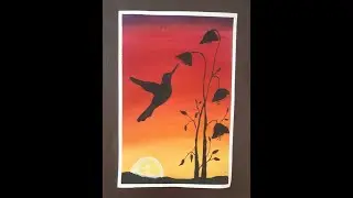 Poster Color Painting Tutorial | Easy bird painting | You tube shorts | Silhouette painting |