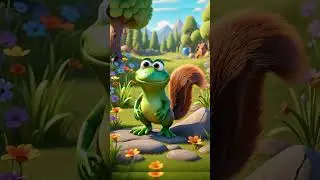 Frog and squirrel playful...🐸 🐿 #happyness #cartoontrend #short #kidsvideo