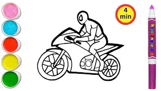 How to Spiderman Motorcycle Drawing and Coloring For Kids | Spiderman Drawing and Coloring