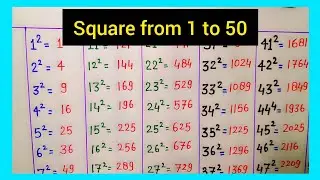 Square from 1- 50 | Squares 1 to 50 | Learn 1 to 50 square root