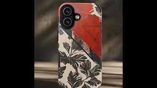 Abstract Red & Black Tropical Leaves iPhone Case - Bold Geometric Monstera Art Phone Cover
