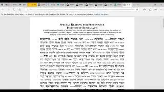 Special reading for sustenance portion Beshalach