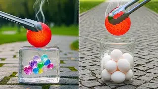 1000&deg;C Red Hot Ball vs Ice Block, Egg & Rubber Band