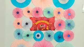 How to make/ create paper fan craft / wall decoration using paper/birthday backdrop ideas
