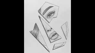 Sad girl face in broken mirror | pencil sketch | How to draw a sad girl face | HAND ART