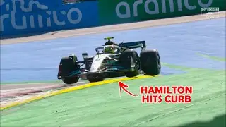 Lewis Hamilton Goes Over Curb - 2022 Austrian GP Qualifying