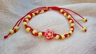 DIY Cute Beaded Flower Bracelet | Easy Macram&eacute; Jewelry Tutorial for Beginners