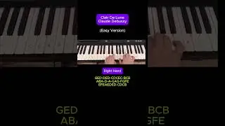 Clair De Lune Claude Debussy easy version #pianomusic  #pianocover  #pianotutorial #piano