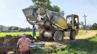 Ajax argo 4000 concrete mixer bridge work & pipeline joint work ,Jcb 3dx Recover tha truck & dozing 