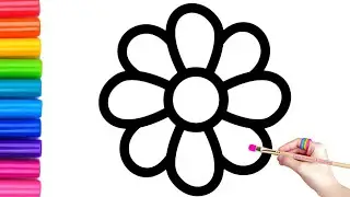 How to draw a rainbow flower drawing | Learn to Draw Rainbow Flowers