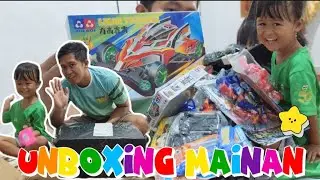 Unboxing mainan baru robot transformer, Gundam, Tamia, helikopter, mobil pemadam, mobil tank, kereta