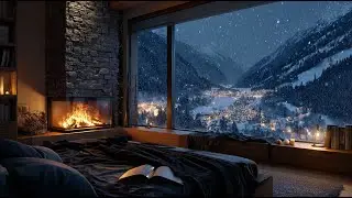 No Ads- Snowfall & Firelight in a Winter Hideaway ❄️🪵 | Deep Calm & Comforting Sounds