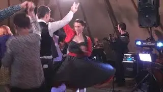 Ceilidh Knights and Knight Muse Party Band at a wedding in a Tipi