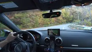 Audi RS3 devouring a winding mountain pass