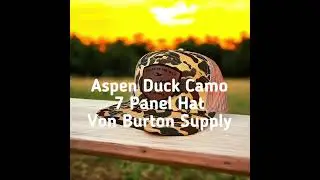 Duck Camo 7 Panel Hat Aspen at Von Burton Supply. Custom leather patch hats. #leatherpatchhats