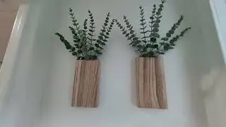 Dahey 2 Pack Wood Wall Planter Vase with Artificial Eucalyptus Farmhouse Wall Hanging Decor Pocket P