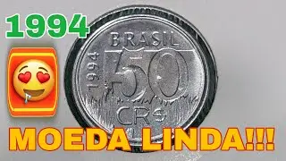 Moeda linda de 50 Cruzeiros Reais 1994 - Beautiful Coin of 50 Royal Cruises 1994