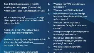 Overview of the class-Buying Texas Foreclosure Property Workshop