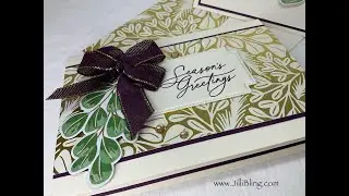 #5  Stampin Up Note Cards and Envelopes - BlackBerry Bliss Golden Greenery Card
