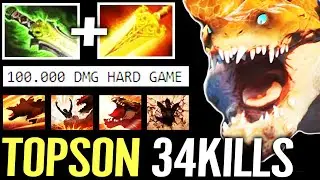 🔥 TOPSON 1st Try Primal Beast MID &mdash; Radiance + Ethereal Blade 34Kills HARD GAME Dota 2 Pro