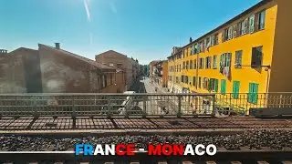 French Riviera Train Window View from Nice, France to Monte Carlo, Monaco 🇫🇷🇮🇩🚂