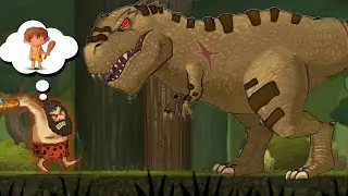 CAVEMAN CHUCK vs T-REX DINOSAUR GAMEPLAY