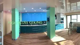 High gloss stretch ceiling and LED light
