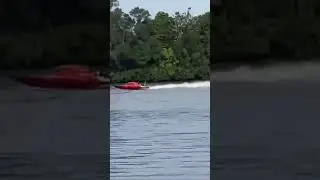 LITTLE FORD TURBO PULLS 150MPH ON WATER! GETS LOOSE! #racing  #automobile #race #speed #f1 #boat