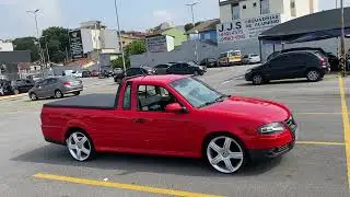 Saveiro G4 vermelha suspens&atilde;o a ar