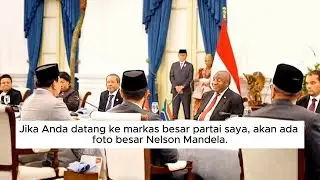 Dihadapan Presiden Afrika Selatan , Presiden Prabowo Sebut Foto Besar Nelson Mandela di Markasnya