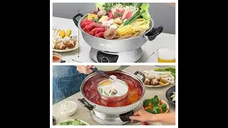 Aroma Stainless Steel Hot Pot, Cooking Pot with Dual Compartments,
