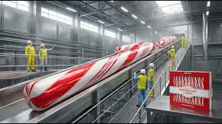 Inside a Modern Candy Cane Factory From Molten Sugar to Wrapped Treats (Full Process)