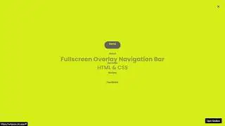Fullscreen Overlay Navigation Bar | HTML CSS Tutorial