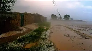 Super Heavy Rain,Thunderstorm,Fog and Hail walk in Village||Pakistan.