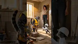 🧱 Die Fliesenleger-Mietz und der neue Bauleiter 🐾 #Katze #KIComedy #Baustelle #FliesenlegerMietz