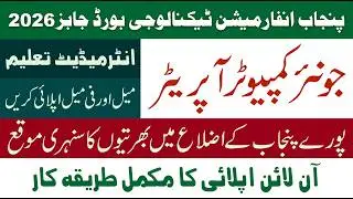 Junior Computer Operator Jobs in Punjab 2026 Online Apply | PITB Junior Computer Operator Jobs 2026