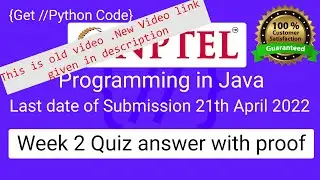 NPTEL Programming in Java Week 2 Quiz answers with detailed proof of each answer(OLD VIDEO)