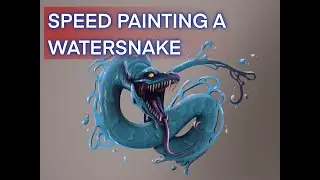 Speed painting in PROCREATE - Drawing a Water Snake