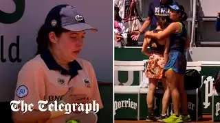 Sobbing ball girl hit by a ball at the French Open